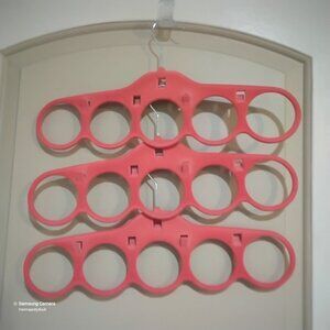 3 Coral Velvet No-Slip Cascading Closet Scarf, Tie, Belt Organizer Hangers New